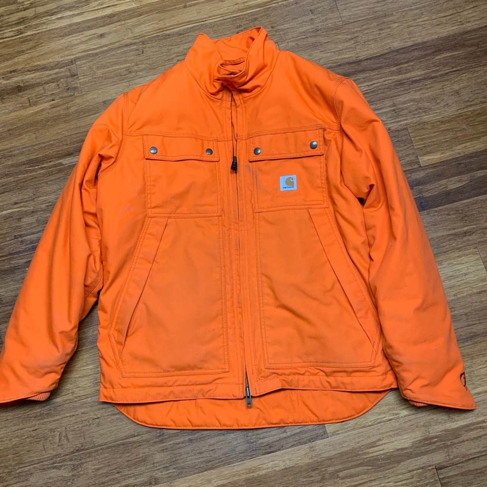 Carhartt Womens M Orange Canvas Insulated Work Jacket 101492 820 Full Zip